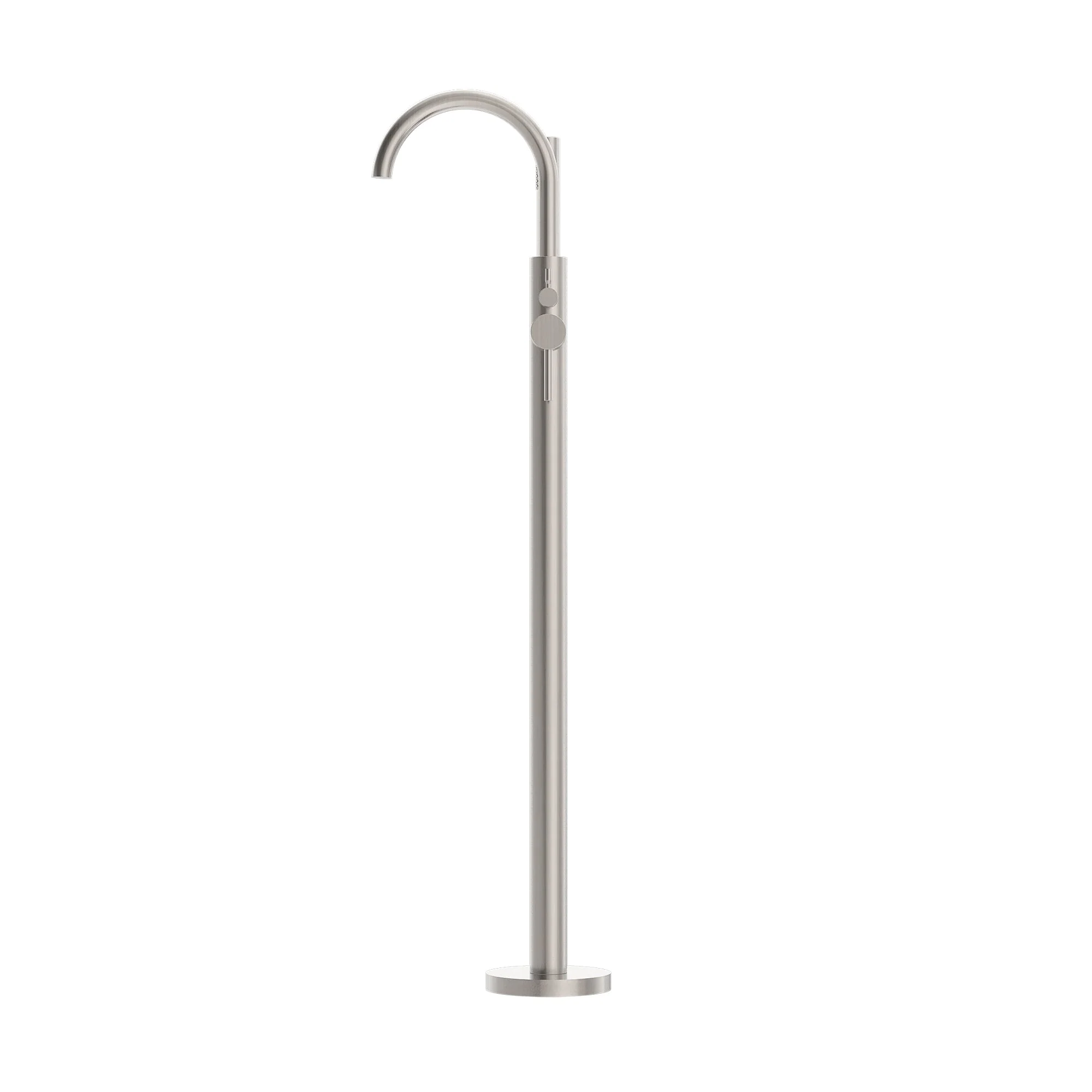 Nero Mecca Round Freestanding Mixer With Hand Shower - Brushed Nickel - Image 2