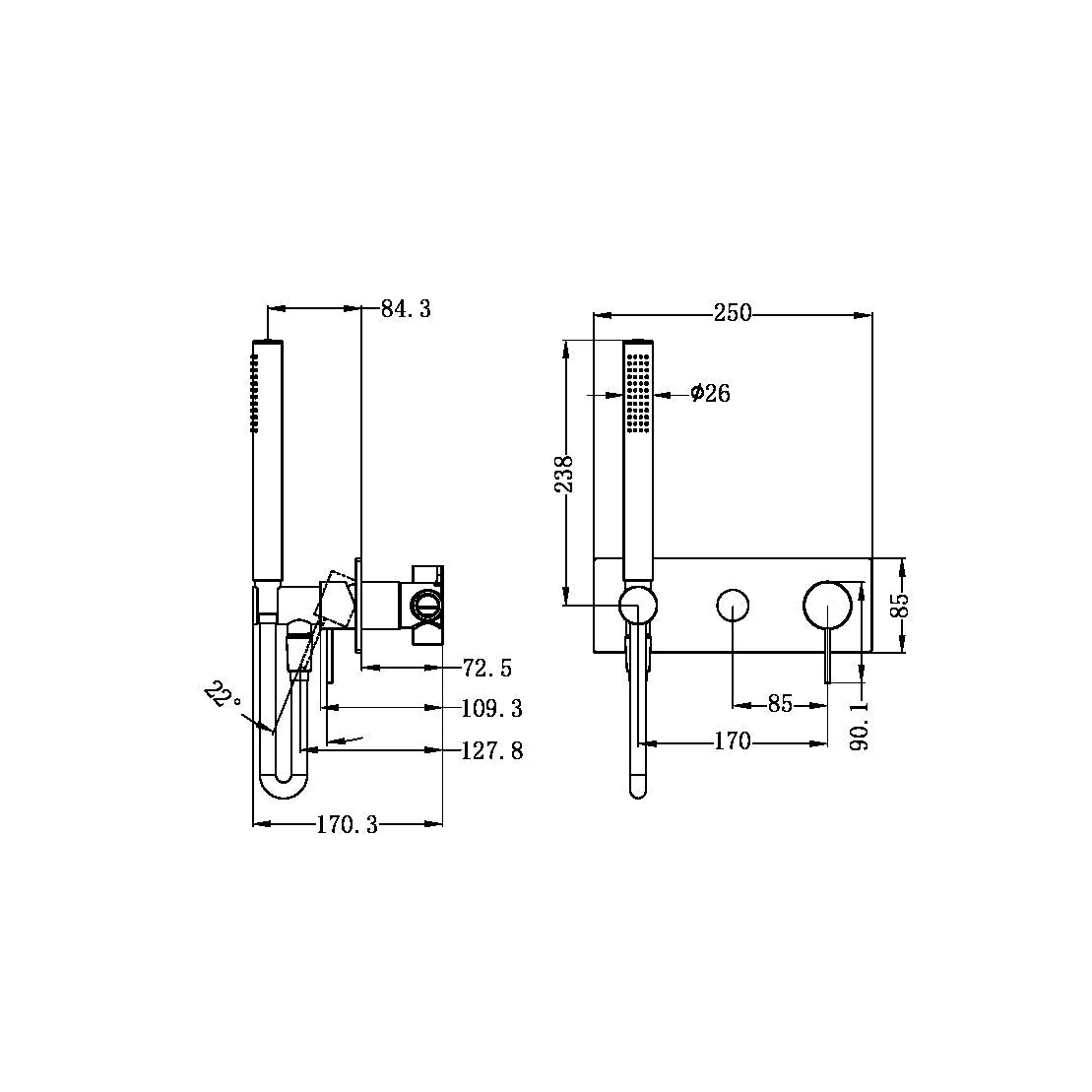 Nero Mecca Shower Mixer Diverter System - Brushed Bronze - Image 3