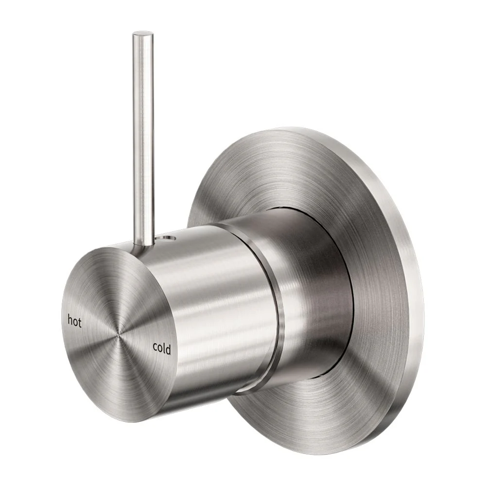 Nero Mecca Shower Mixer Handle Up 80mm Plate - Brushed Nickel