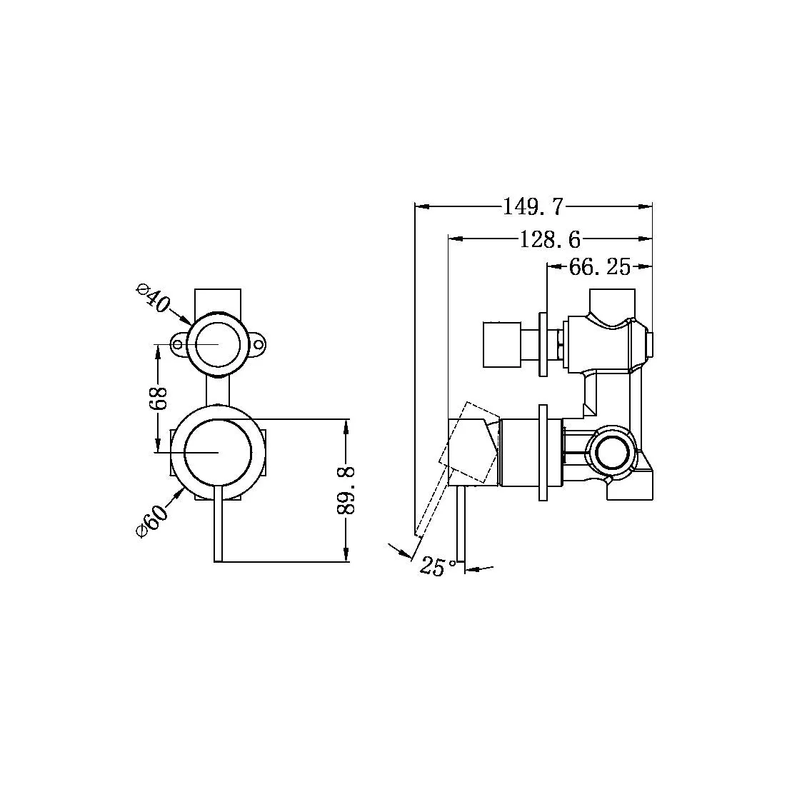 Nero Mecca Shower Mixer With Diverter Separate Back Plate - Brushed Gold - Image 4