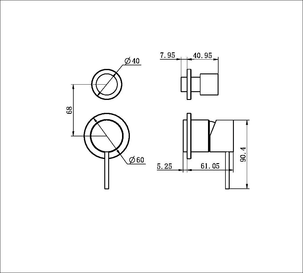 Nero Mecca Shower Mixer With Diverter Separate Back Plate (Trim Kit Only) - Brushed Gold - Image 2