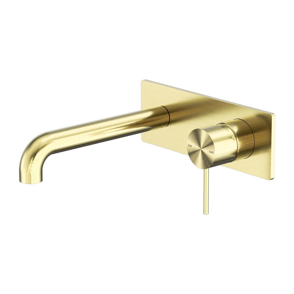 Nero Mecca Wall Basin/Bath Mixer - Brushed Gold
