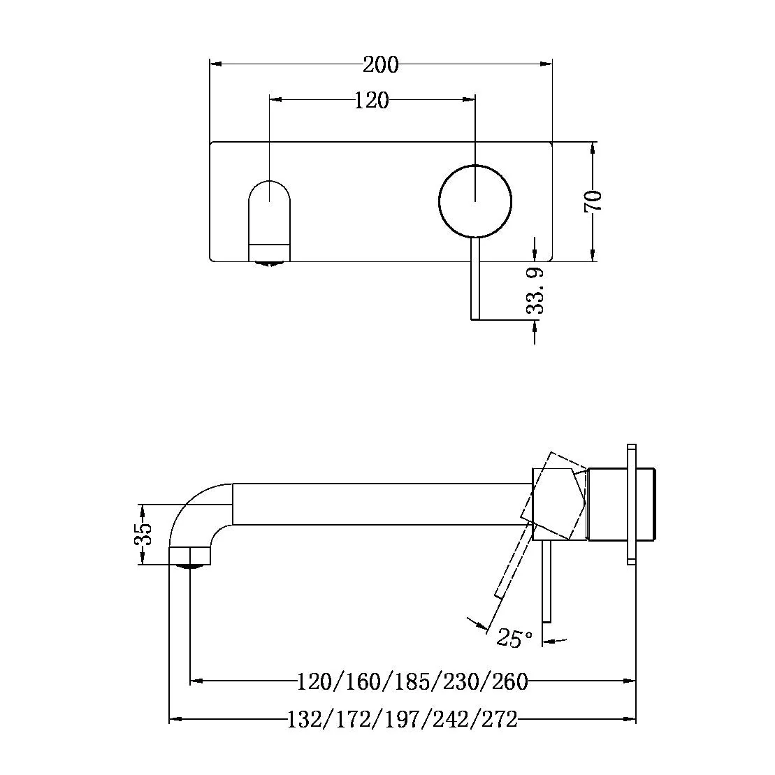 Nero Mecca Wall Basin/Bath Mixer - Black Matte - Image 5