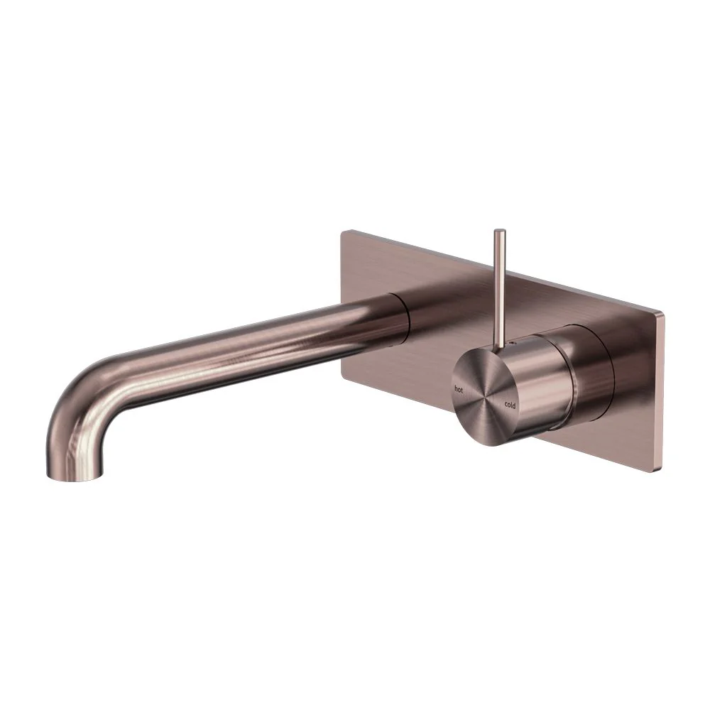 Nero Mecca Wall Basin/Bath Mixer Handle Up - Brushed Bronze