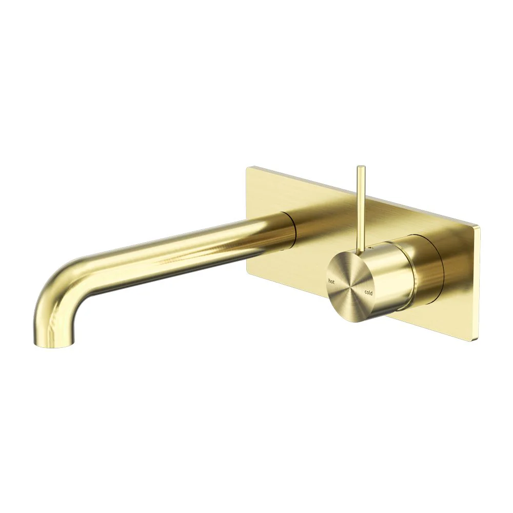 Nero Mecca Wall Basin/Bath Mixer Handle Up - Brushed Gold