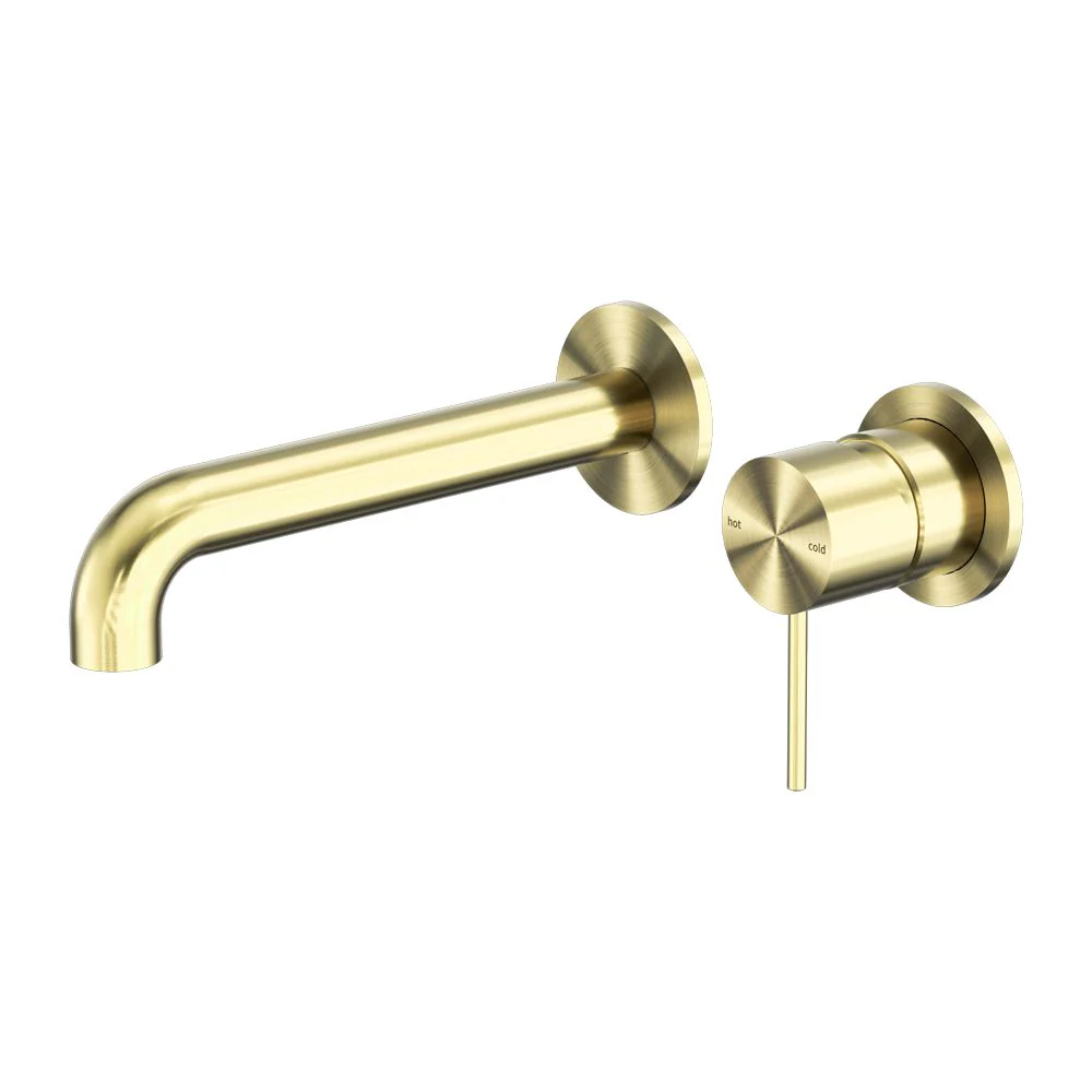 Nero Mecca Wall Basin/Bath Mixer Separate Back Plate - Brushed Gold