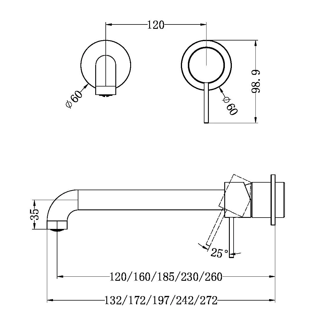 Nero Mecca Wall Basin/Bath Mixer Separate Back Plate (Trim Kit Only) - Brushed Bronze - Image 2