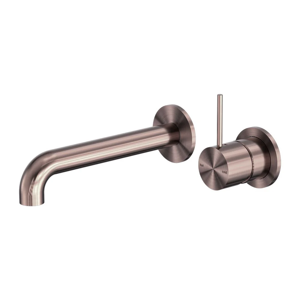 Nero Mecca Wall Basin/Bath Mixer Separate Back Plate Handle Up - Brushed Bronze