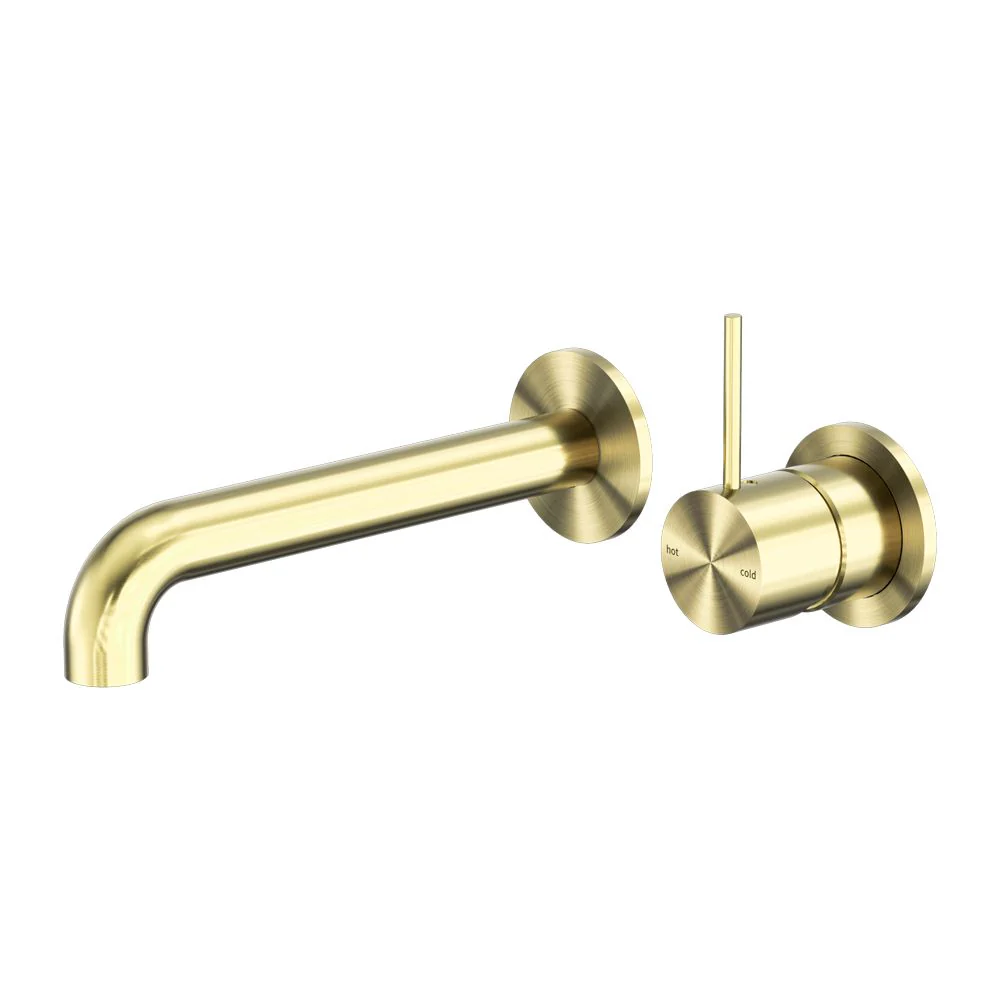 Nero Mecca Wall Basin/Bath Mixer Separate Back Plate Handle Up - Brushed Gold
