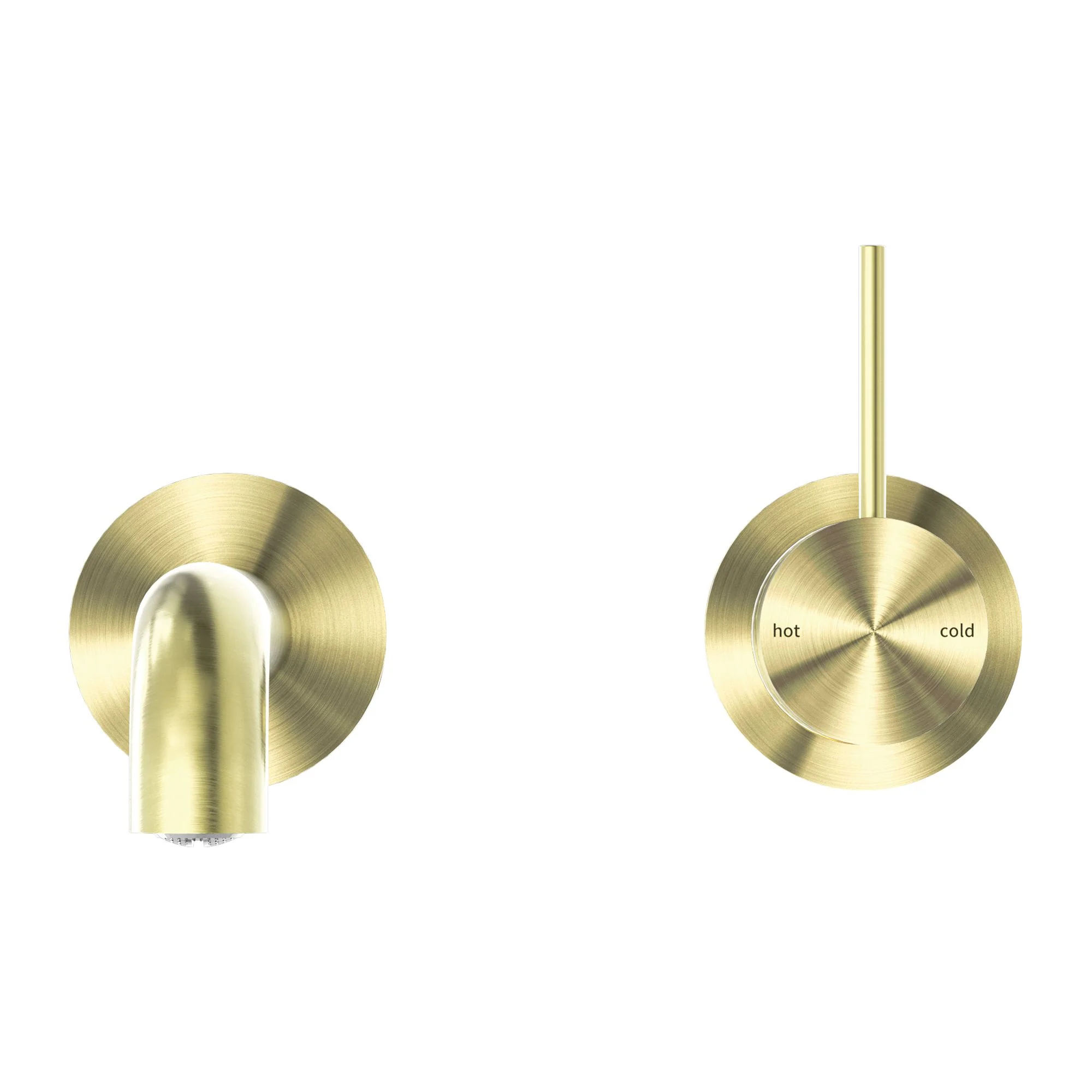 Nero Mecca Wall Basin/Bath Mixer Separate Back Plate Handle Up - Brushed Gold - Image 3