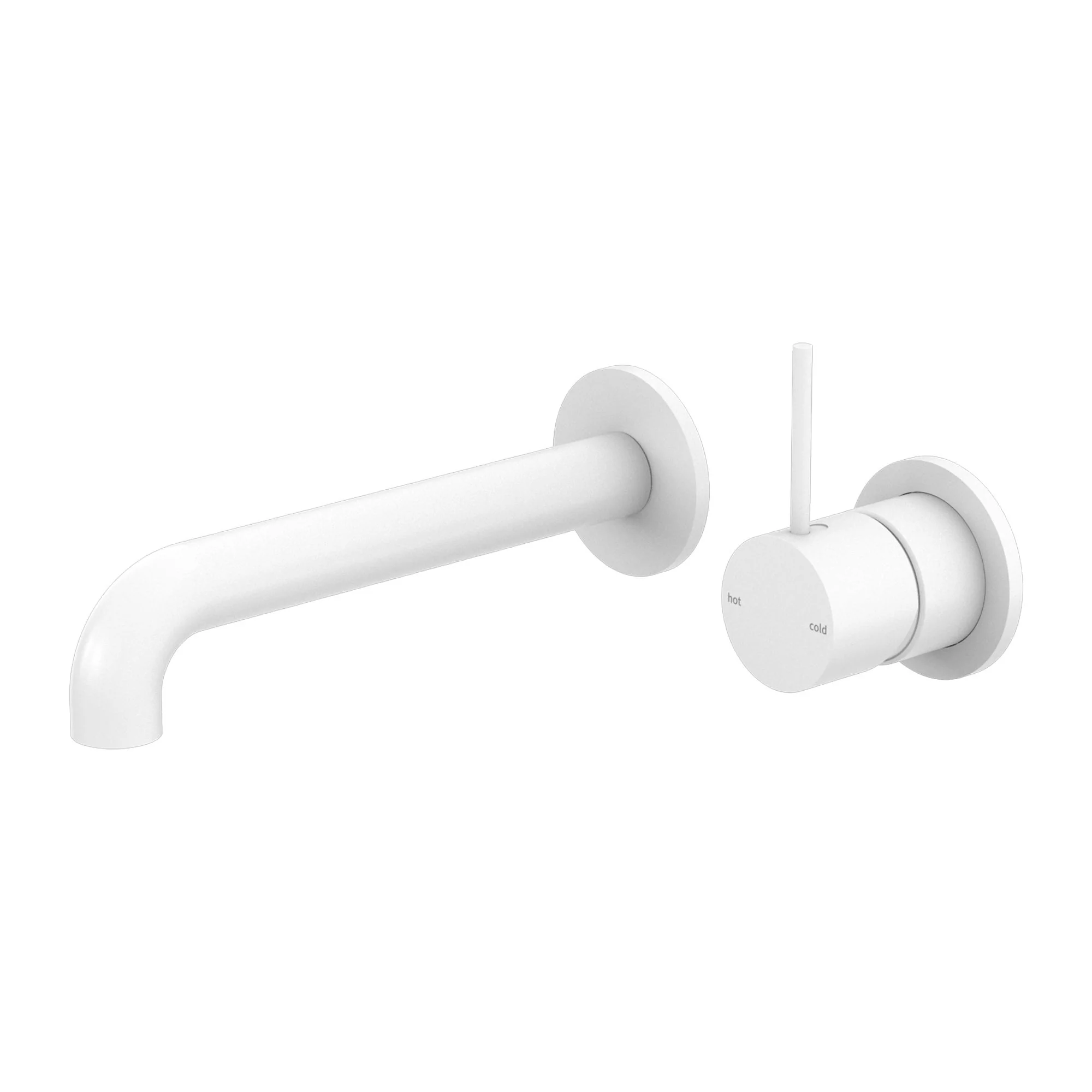 Nero Mecca Wall Basin/Bath Mixer Separate Back Plate Handle Up - White Matte