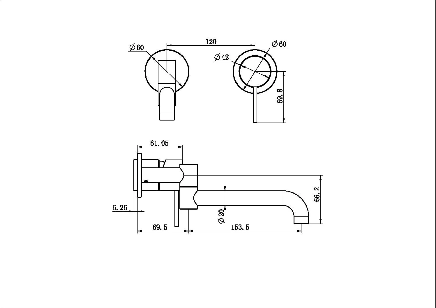 Nero Mecca Wall Basin/Bath Mixer Swivel Spout 225mm (Trim Kit Only) - Chrome - Image 2