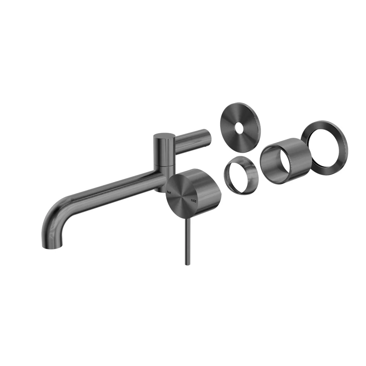 Nero Mecca Wall Basin/Bath Mixer Swivel Spout 225mm (Trim Kit Only) - Gun Metal