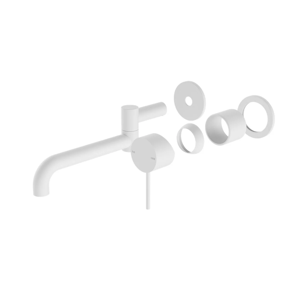 Nero Mecca Wall Basin/Bath Mixer Swivel Spout 225mm (Trim Kit Only) - White Matte