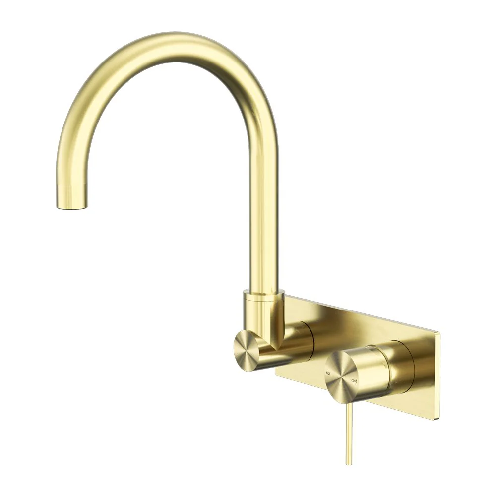 Nero Mecca Wall Basin/Bath Mixer Swivel Spout - Brushed Gold