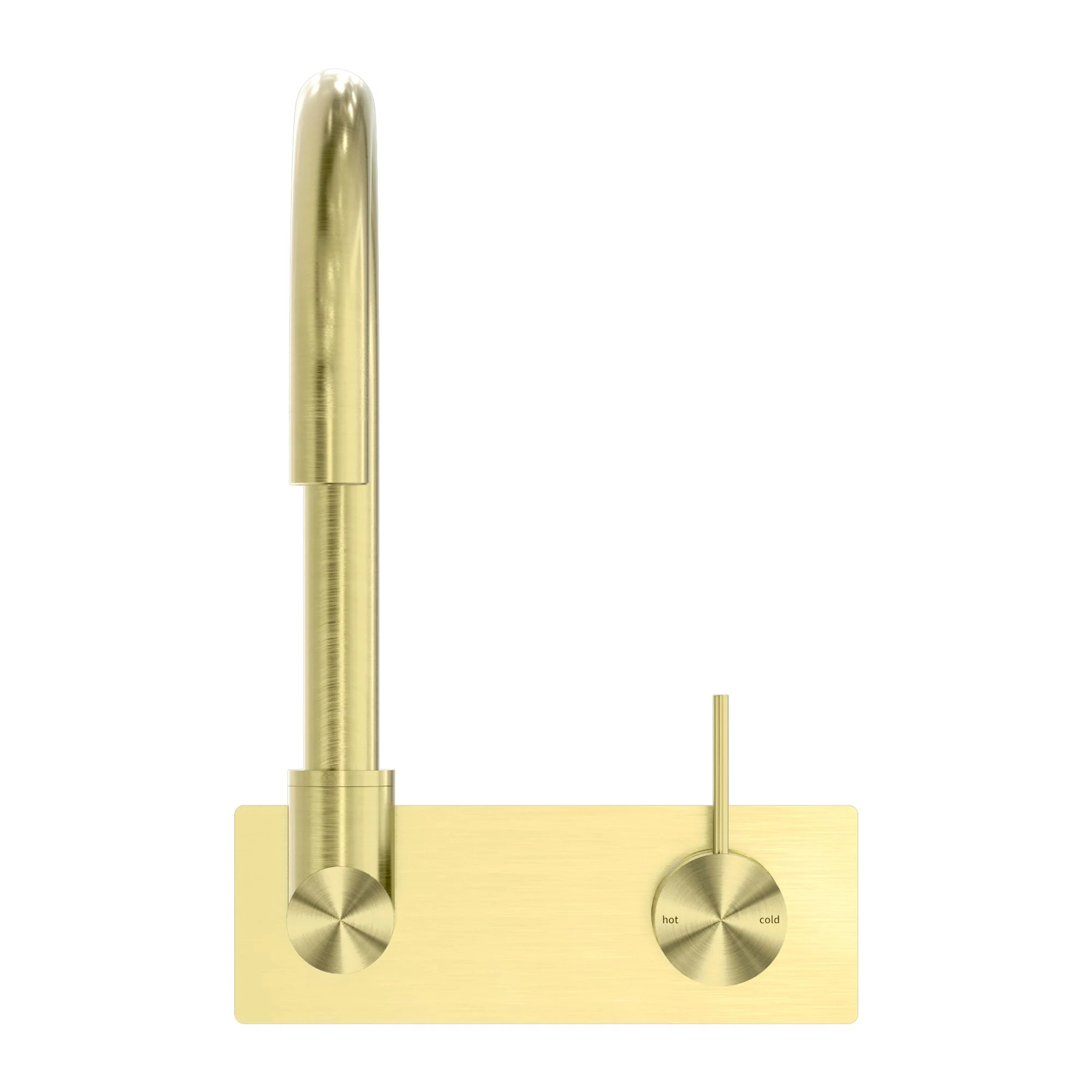 Nero Mecca Wall Basin/Bath Mixer Swivel Spout Handle Up - Brushed Gold - Image 2