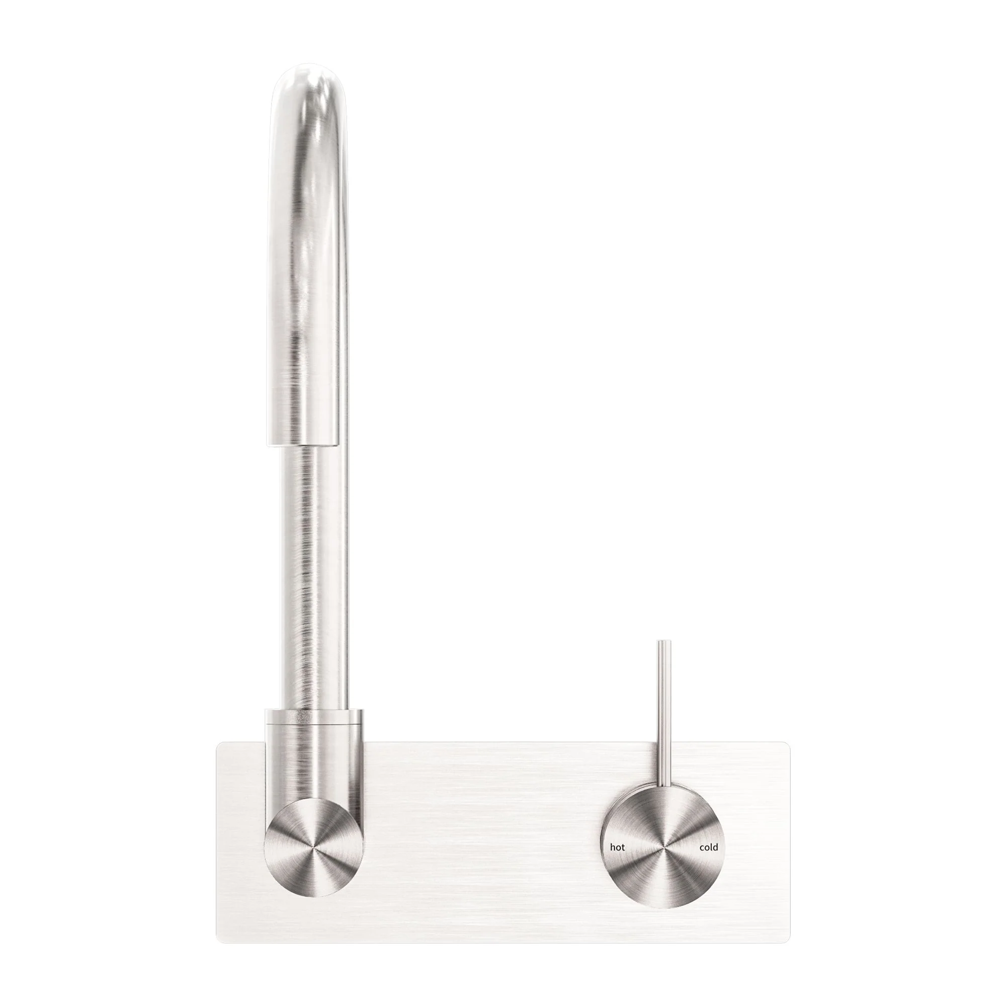 Nero Mecca Wall Basin/Bath Mixer Swivel Spout Handle Up - Brushed Nickel - Image 2