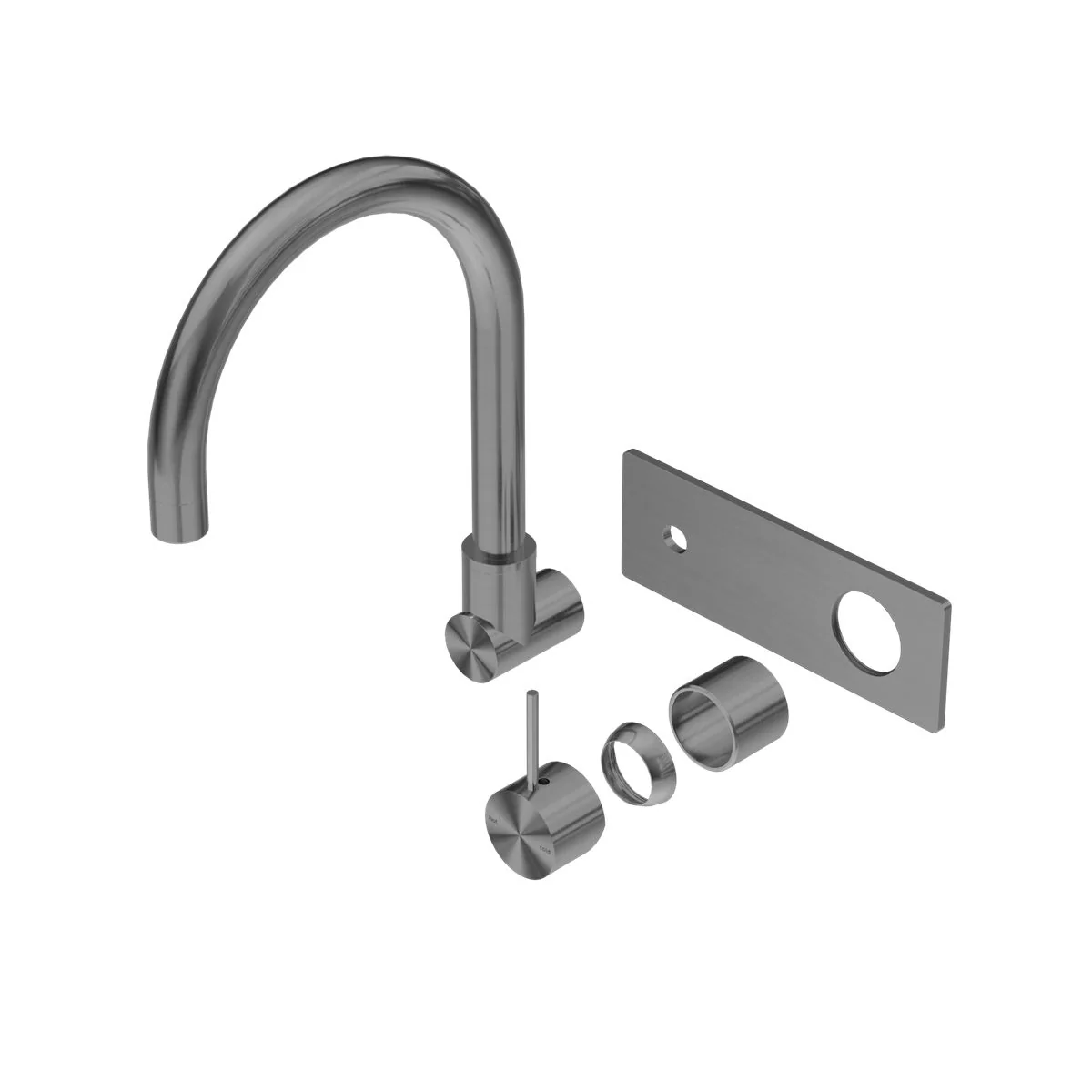 Nero Mecca Wall Basin/Bath Mixer Swivel Spout Handle Up (Trim Kit Only) - Gun Metal
