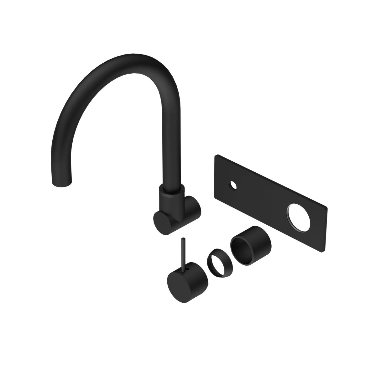 Nero Mecca Wall Basin/Bath Mixer Swivel Spout Handle Up (Trim Kit Only) - Black Matte