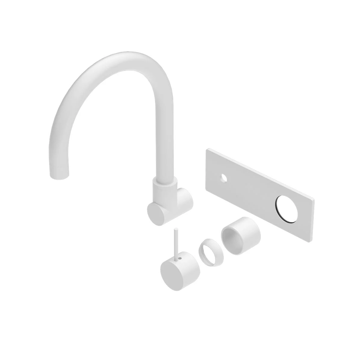 Nero Mecca Wall Basin/Bath Mixer Swivel Spout Handle Up (Trim Kit Only) - White Matte