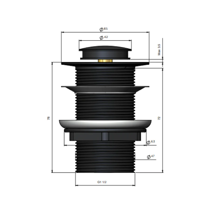 Meir 40MM POP UP WASTE - NO OVERFLOW / UNSLOTTED - Image 2