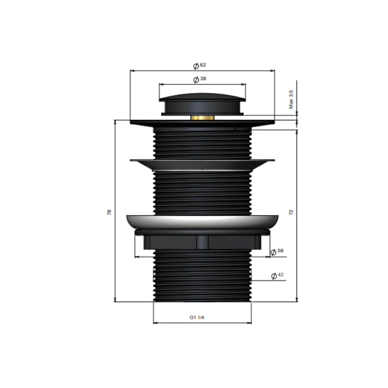 Meir Basin Pop-Up Waste 32mm No Overflow - Black Matte - Image 3