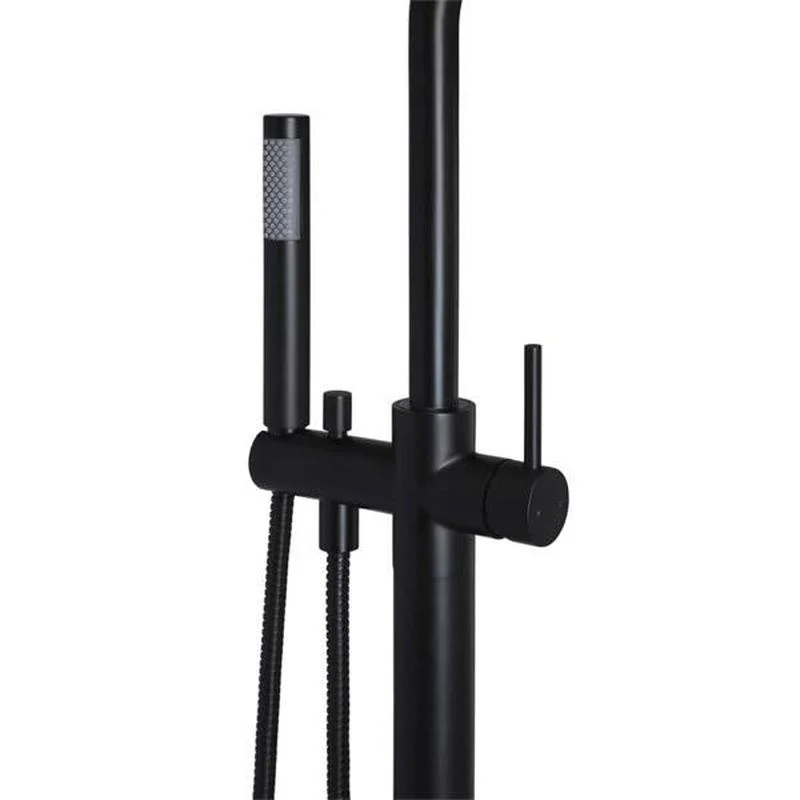 Meir Freestanding Round Bath Mixer Tap with Hand Spray - Black Matte - Image 2