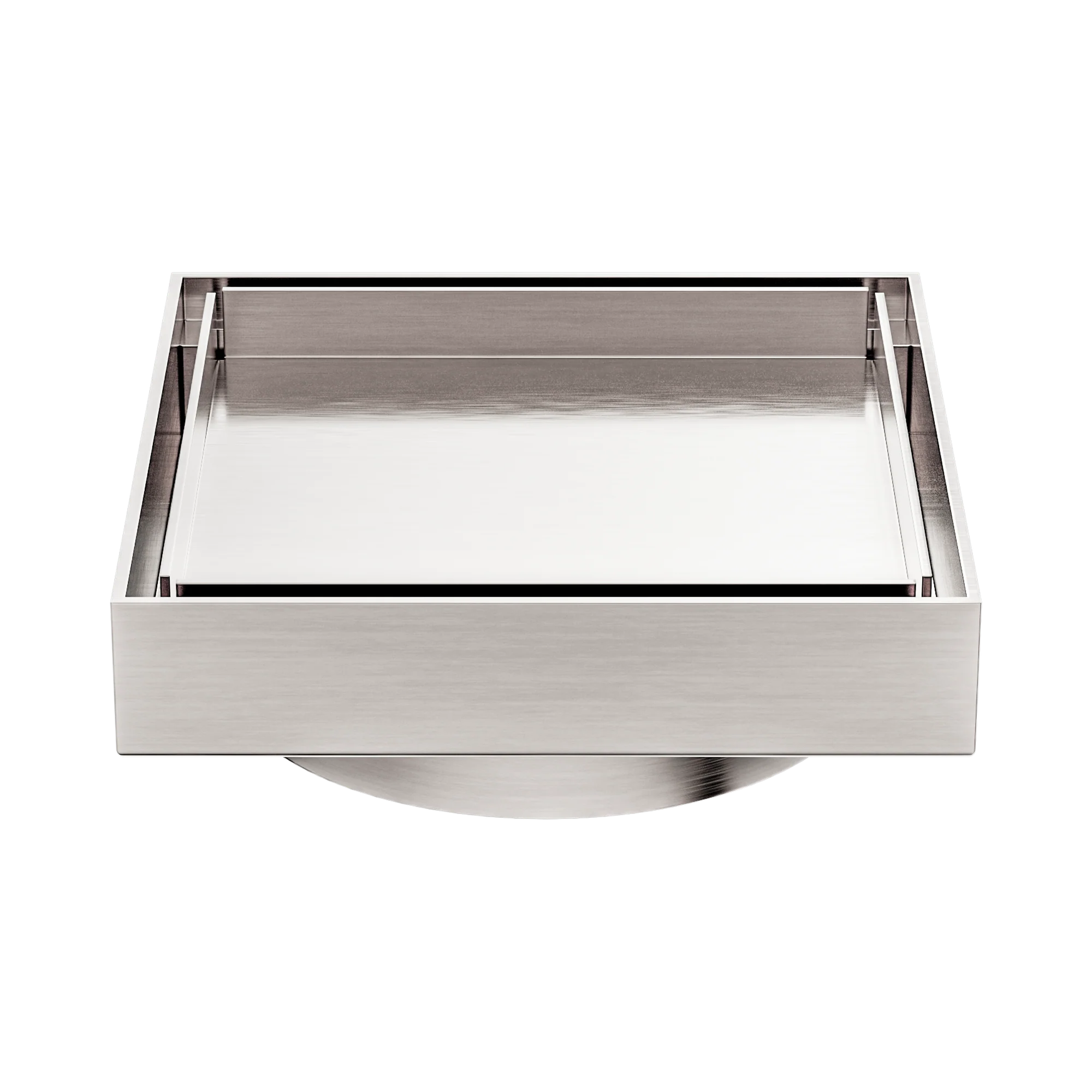 Nero 100mm Square Tile Insert Floor Waste 80mm Outlet - Brushed Nickel