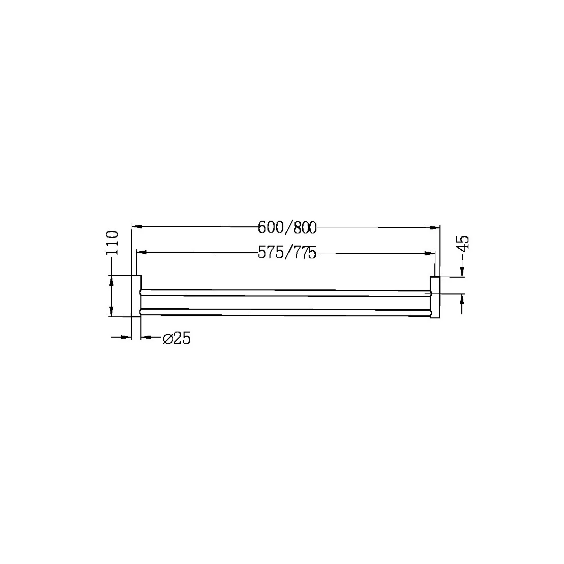 Nero Mecca II Double Towel Rail - Brushed Nickel - Image 4