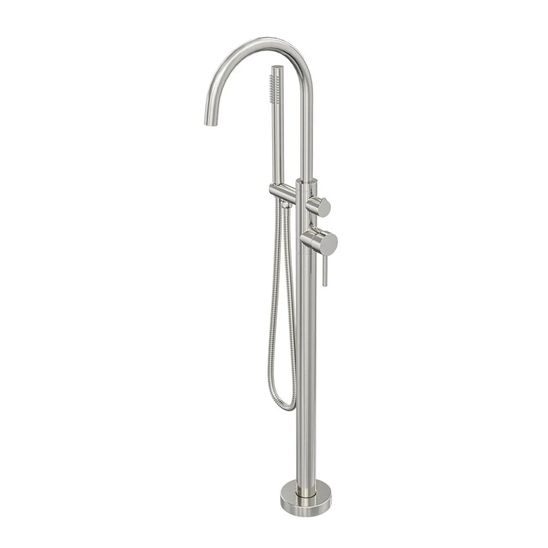 Linsol Nure Freestanding Bath Filler with Hand Shower - Brushed Nickel