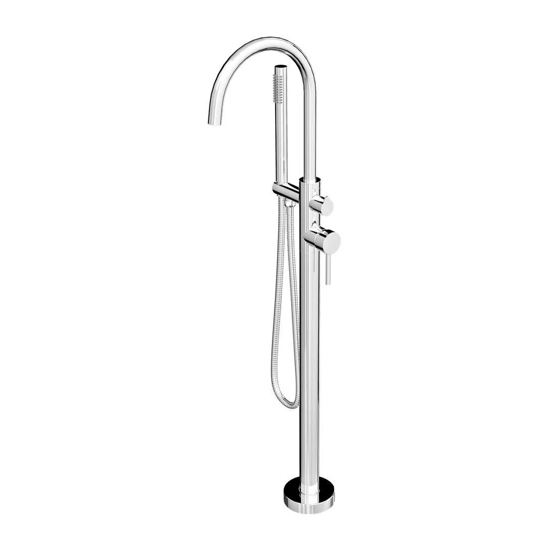 Linsol Nure Freestanding Bath Filler with Hand Shower - Chrome