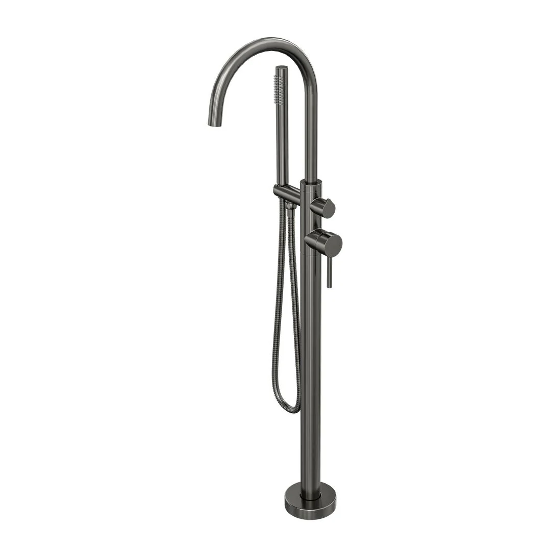 Linsol Nure Freestanding Bath Filler with Hand Shower - Gunmetal