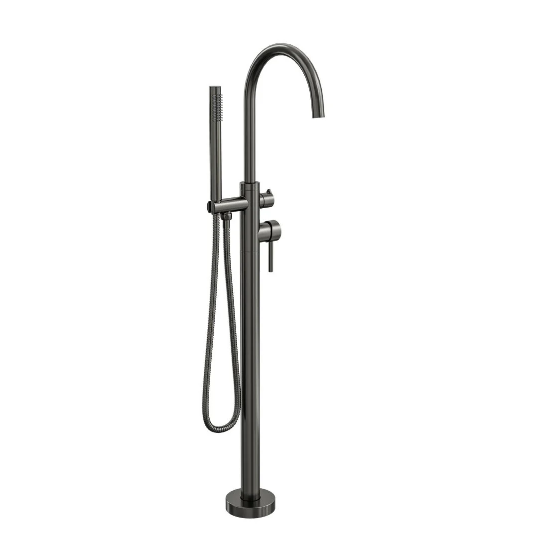 Linsol Nure Freestanding Bath Filler with Hand Shower - Gunmetal - Image 2
