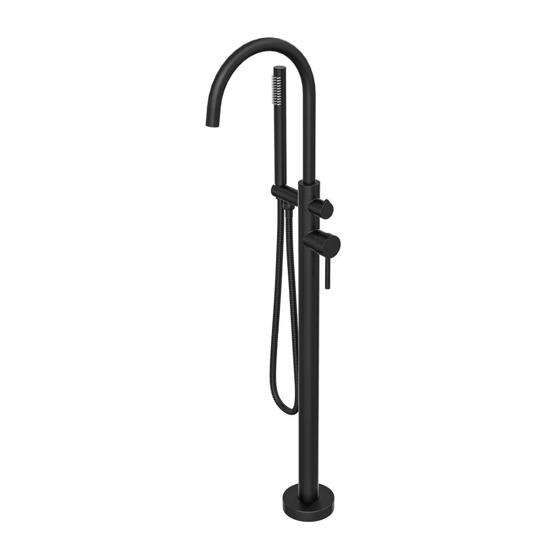 Linsol Nure Freestanding Bath Filler with Hand Shower - Matte Black