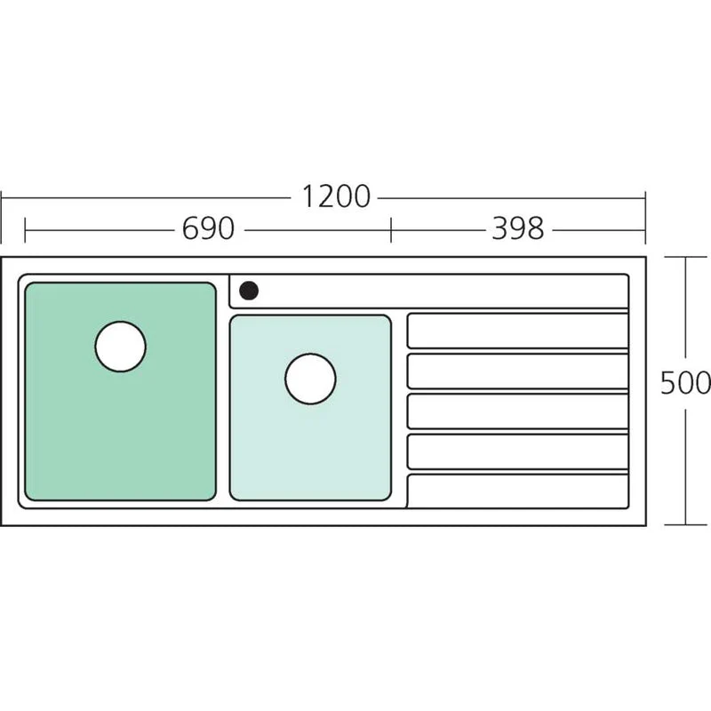 Oliveri Apollo 1 & 3/4 Bowl Sink with Right Drainer - Image 2