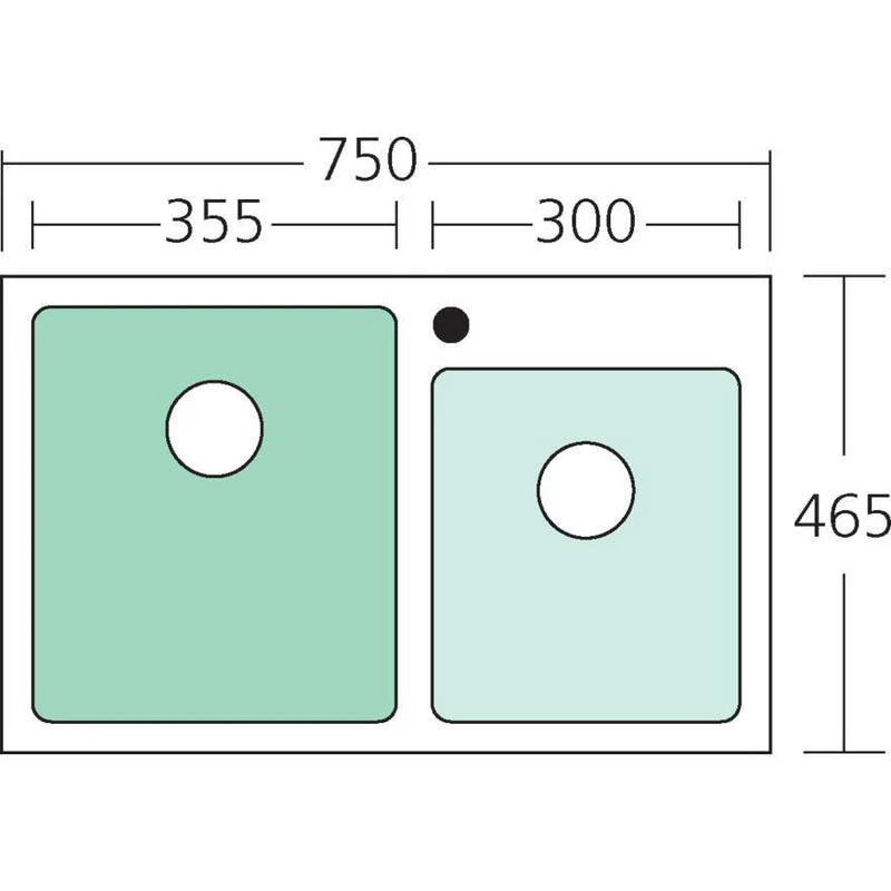 Oliveri Apollo 1 & 3/4 Right Offset Bowl Sink - Image 2