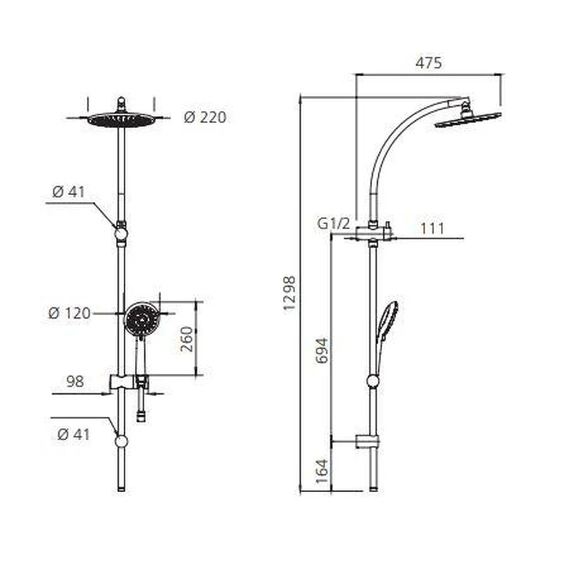 Oliveri Copenhagen Matte Black Dual Shower Set - Image 2