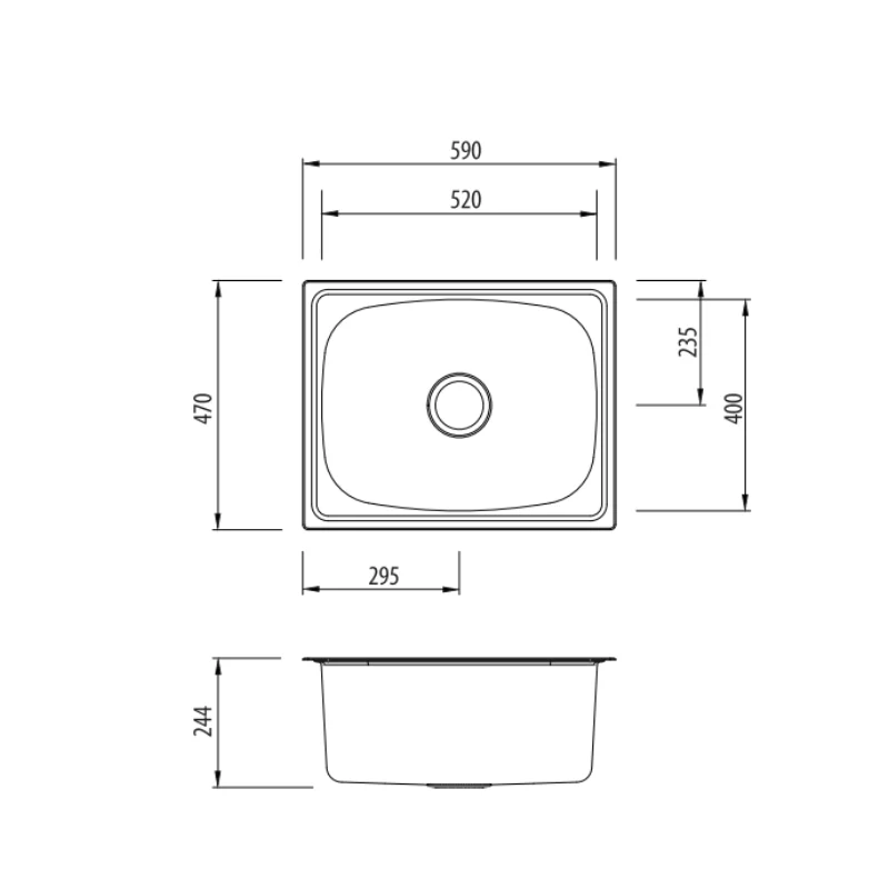 Oliveri Laundry 45L Tub Top Mount Right Taphole - Image 2