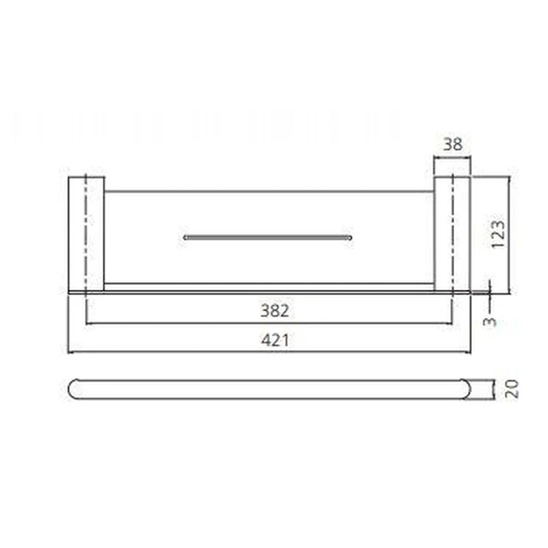Oliveri Madrid Metal Shelf 420mm - Brushed Nickel - Image 2