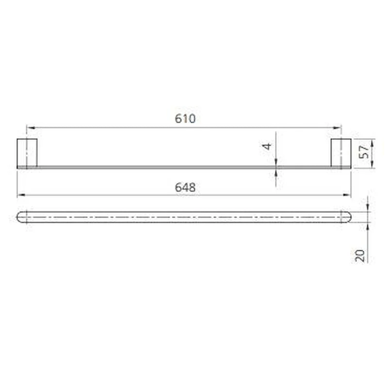 Oliveri Madrid Single Towel Rail 650mm - Brushed Nickel - Image 2