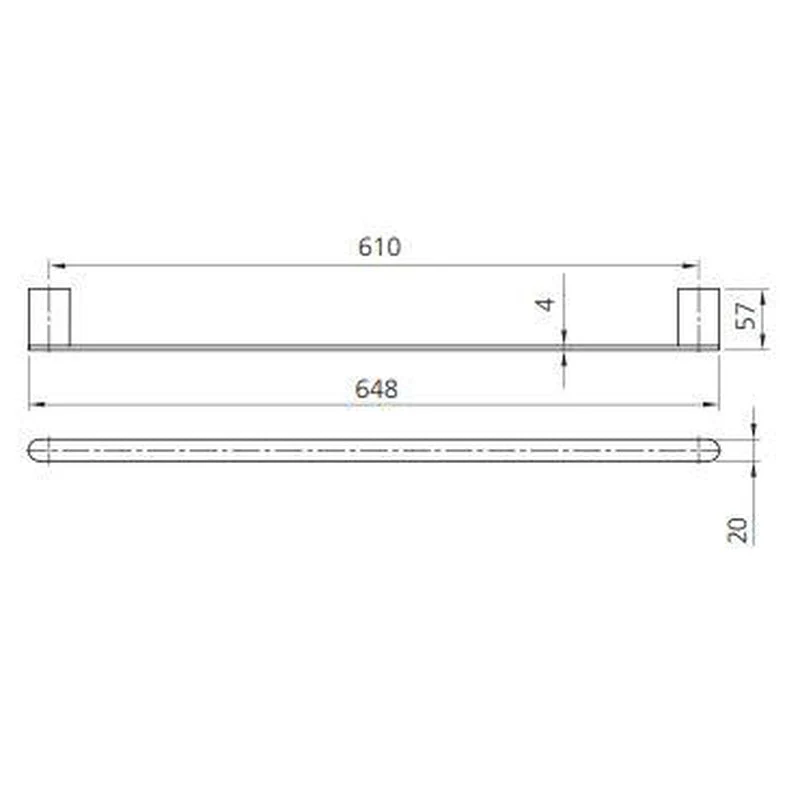Oliveri Madrid Single Towel Rail 650mm - Chrome - Image 2
