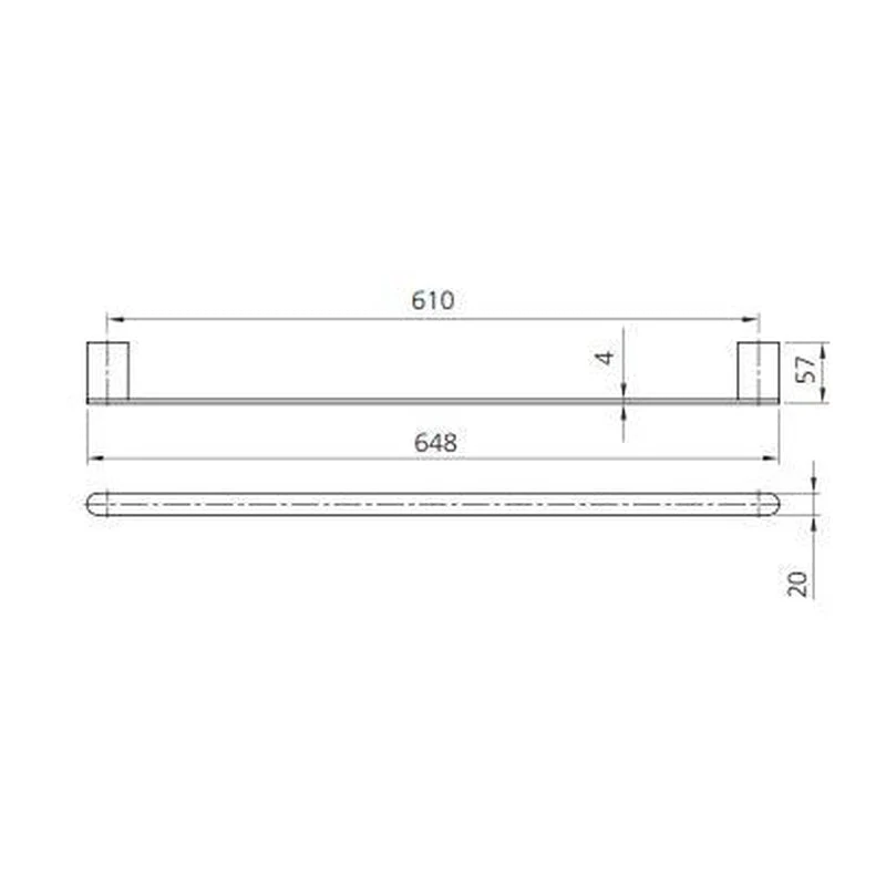 Oliveri Madrid Single Towel Rail 650mm - Black Matte - Image 2