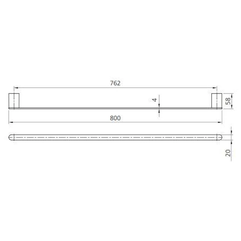 Oliveri Madrid Single Towel Rail 800mm - Black Matte - Image 2