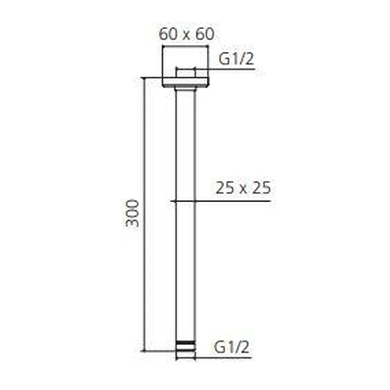 Oliveri Monaco Ceiling Mounted Shower Arm - Chrome - Image 2