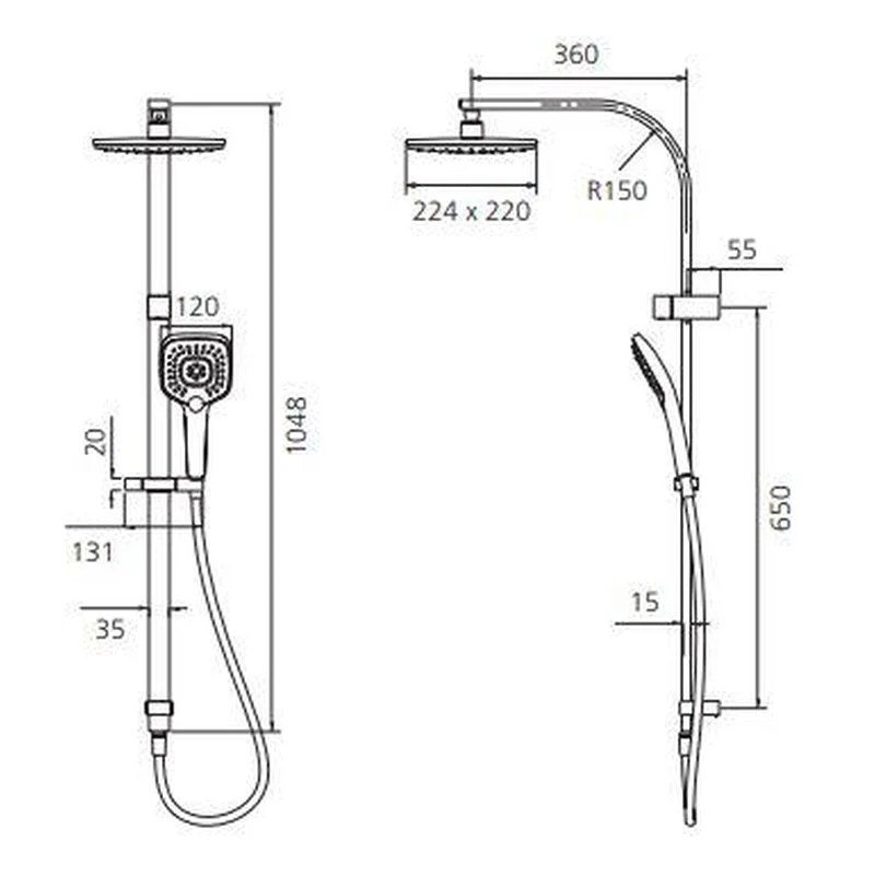 Oliveri Monaco Dual Shower Set - Black Matte - Image 2