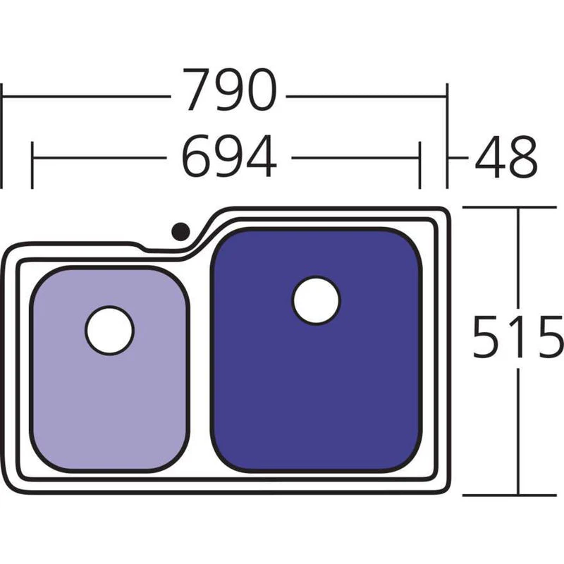 Oliveri Nu-Petite 1 & 3/4 Bowl Undermount Sink Left - Image 2