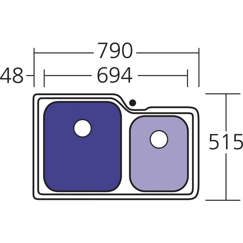 Oliveri Nu-Petite 1 & 3/4 Bowl Undermount Sink Right - Image 2