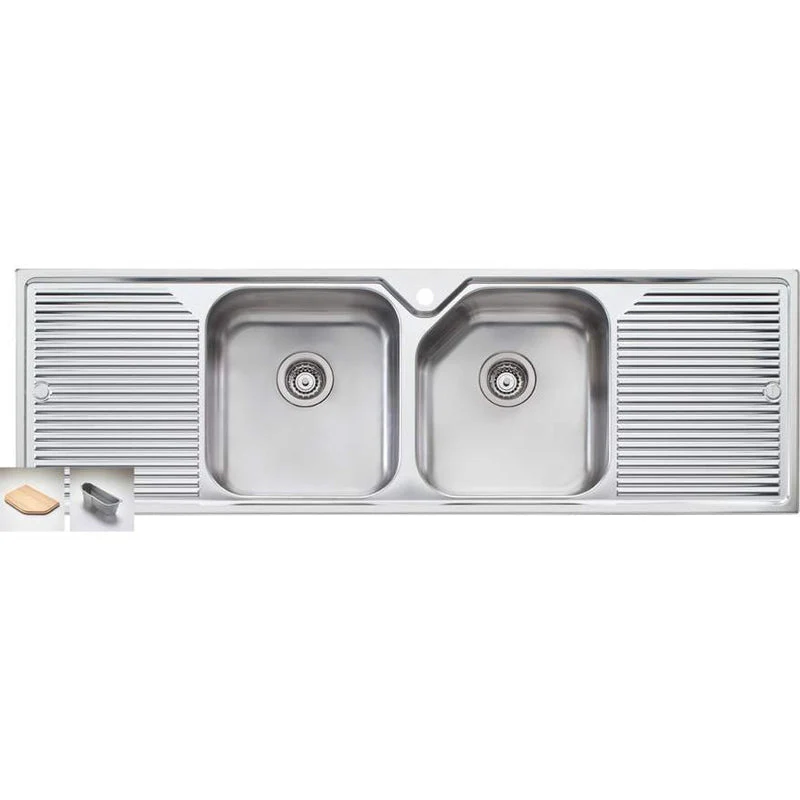 Oliveri Nu-Petite Double Bowl Topmount Sink With Double Drainer - Image 3