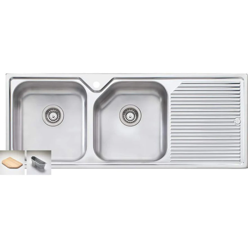 Oliveri Nu-Petite Double Bowl Topmount Sink With Right Hand Drainer - Image 3