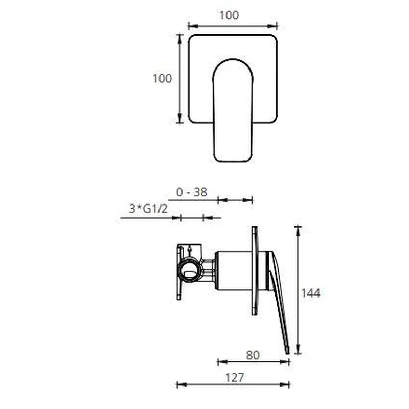 Oliveri Paris Wall Mixer - Brushed Nickel - Image 2